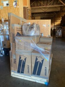Client's belongings professionally packed and wrapped for international shipping by NorthStar Moving Company
