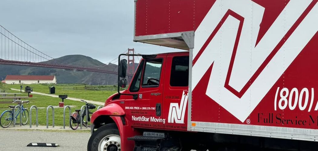 NorthStar Moving's long distance movers passing by Crissy Field in San Francisco