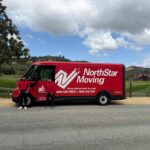 A NorthStar Moving electric van on the way to deliver items for the 49ers Foundation's 2026 annual Golden Getaway Weekend & Celebrity Golf Tournament