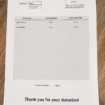 A receipt of the donation given to us by the Hollywood Food Coalition.
