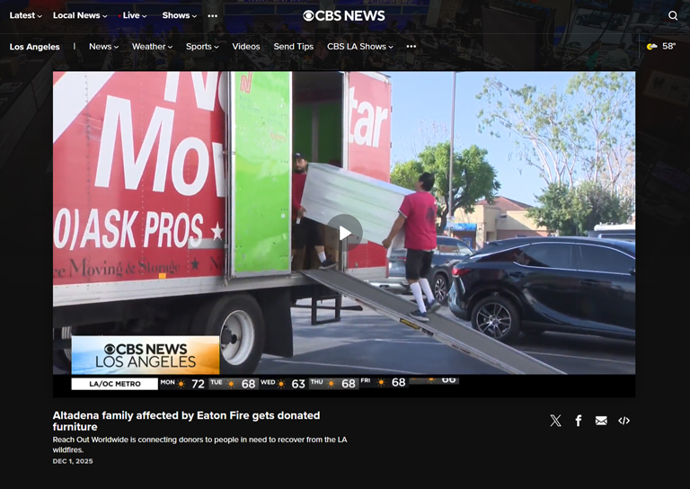 Altadena family affected by Eaton Fire gets donated furniture